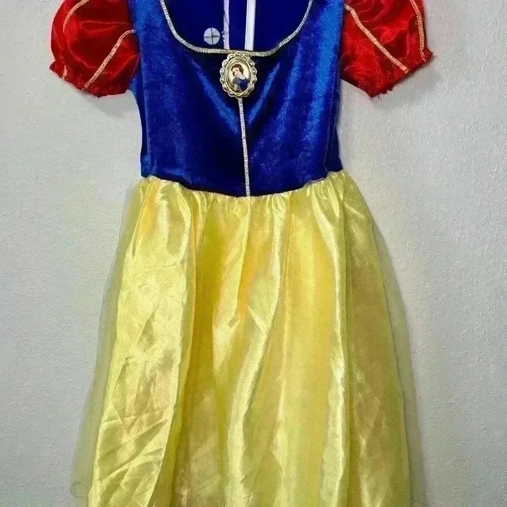 Kids Snow White Princess Costume Dress Red Blue Yellow Fairytale sz 4-6 years - Picture 2 of 3